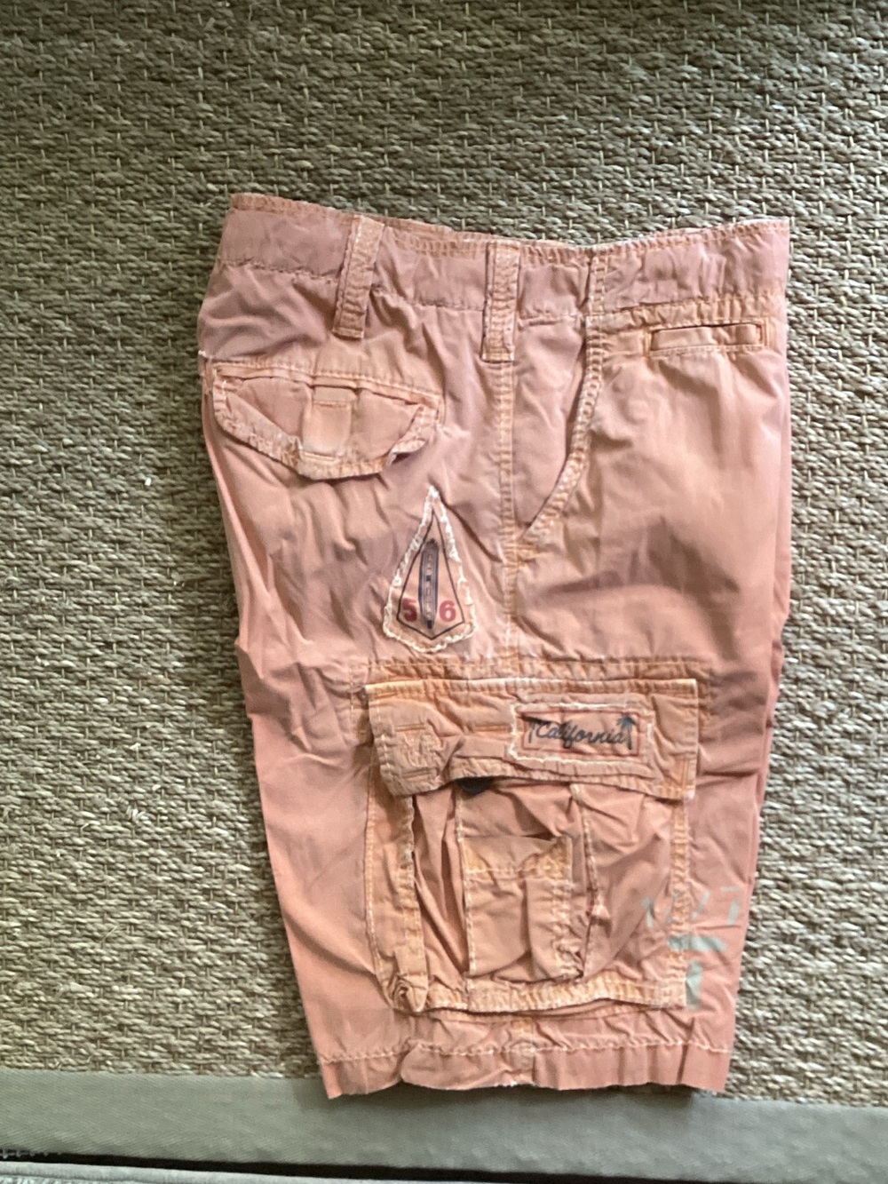 True Religion Orange fade Cargo Shorts with California Patch